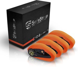 SafeStrap Spanngurte - Extrem robuste Zurrgurte nach EN 12195-2 - 6m Lange Ratschengurte mit 1600kg Kapazität [4 Stück in Schwarz/ Orange] (Black)