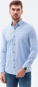 Ombre - Herren K589 Elegant Allover Print L/S Hemd LIGHT BLUE S