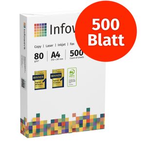 Infowerk Druckerpapier Kopierpapier 500 Blatt 1 x 500 A4 80g Premium Weiß  PEFC