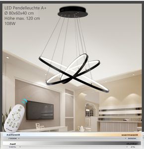 Lampa wisząca LED 2130-3czarne pierścienie Ø 80x60x40 cm 108W z pilotem Regulacja barwy i jasności światła Możliwość ściemniania 120cm