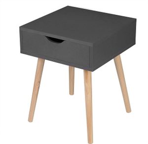 EUGAD Nachttisch mit Schublade, Holzbeine, MDF 40x40x50cm, Grau