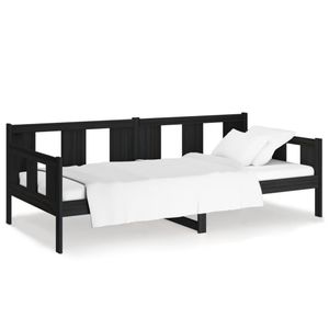vidaXL Denná posteľ Black Solid Pine 90x200 cm