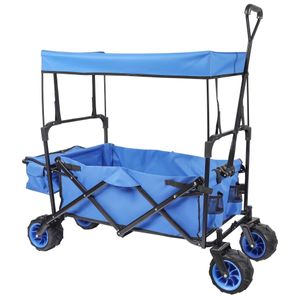 Toboli Faltbarer Bollerwagen mit Sonnendach, Faltbollerwagen für max. 70 kg, Klappbollerwagen mit großer Ladefläche und Taschen, offroad geeignet