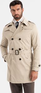 Ombre Clothing Trencz męski Bregana beżowy XL