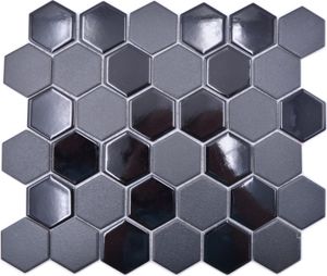 Mosani MOS11H-0311-R10, Mosaik, Keramik, Schwarz, Indoor, Rechteck, 325 mm
