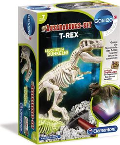 Clementoni Spielwaren Galileo - Ausgrabungs-Set T-Rex Ausgrabungssets Experimentieren Leuchtendes Dino Skelett spielzeugknaller