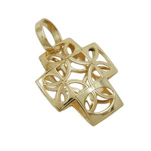 Prívesok 15x12mm kríž filigrán polkruhy zadná strana bicolor 9Kt ZLATO