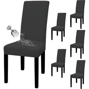 6 Pack stolička kryty vodotesné a Antifouling, odnímateľný umývateľný stolička kryt, tmavo šedá, 50-58CM