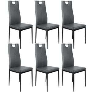 6er Set Esszimmerstühle Polsterstuhl Küchenstuhl mit Kunstleder-Bezug Dunkelgrau