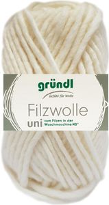 50 Gramm Gründl Wolle Filzwolle Uni 01 Wollweiss