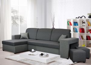 Ecksofa ALEX mit Schlaffunktion und Bettkasten - Couch Sofa L-Form - universal links / rechts - Grautöne