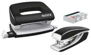 LEITZ Heftgerät- & Locher-Set Mini Nexxt WOW schwarz
