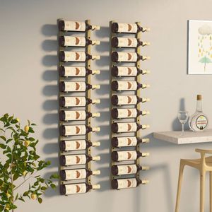 Prolenta Premium  Wand-Weinregal für 12 Flaschen 2 Stk. Golden Eisen