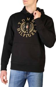 Tommy Hilfiger Herren Kapuzenpullover Hoodie Pullover Sweatshirt, Größe:M, Farbe:Schwarz