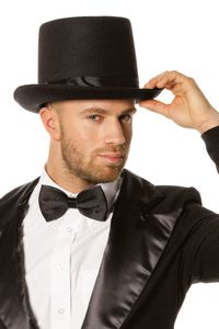 Kostüm Zubehör Zylinder Hut mit Hutband Band elastisch schwarz Karneval Fasching