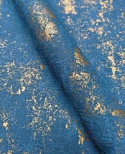 WALLCOVER Vliestapete Blau Gold Putzoptik mit Mettalic Effekt Vintagetapete Gold Blau Struktur 10,05 x 0,53 m
