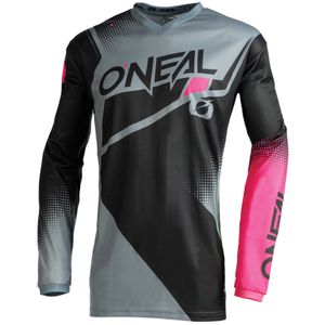 O'Neal Damen Motorrad Jersey, MX MTB Cross Shirt - ELEMENT Women Jersey Racewear black/gray/pink - Schwarz Grau Pink, Größe S - XXL, Größe:M