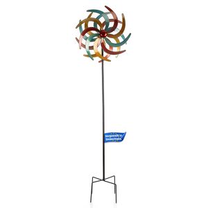 BigDean farbenfrohes Windrad aus Metall 140x Ø 38cm – Windspiel für den Garten - Gartenstecker