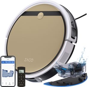 ZACO V5 Max Saugroboter mit Wischfunktion 3000Pa, für Teppich & Tierhaare, 120 min Reinigung in Bahnen, mit Alexa & App (Upgrade vom ZACO V5x, V5sPro)