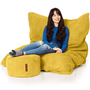 2er Sitzsack Set - Cordoba Sitzsack + Pouf Cord - Gelb