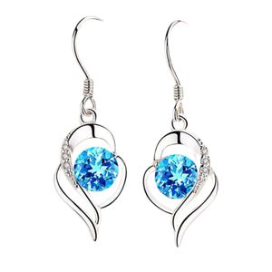1 Paar Haken-Ohrringe, aushöhlen, herzförmig, Schmuck, galvanisiert, langlebig, Tropfen-Ohrringe für Hochzeit-Blau