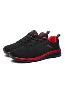 Herren Sneaker Laufschuhe Outdoor Schnüren Turnschuhe Atmungsaktive Freizeitschuhe aus Mesh, Farbe:Schwarz Rot, EU 39