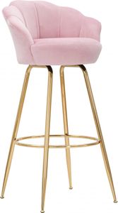 Barhocker, mit Samt bezogen, mit goldenen Beinen, rosa Farbe, Maße 53 x 110 x 55 cm