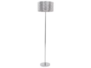 BELIANI Stehlampe Silber Metall 147 cm runder Schirm Marokkanisches Design langes Kabel mit Schalter Boho Stil