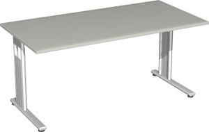 Geramöbel Schreibtisch feste Höhe, 1600x800x720, Lichtgrau/Silber, S-618103-LS