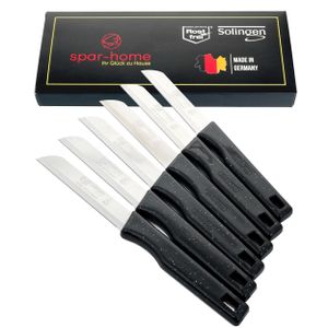 spar-home® Solingen Messer Schwarz 6er Set – Scharf Gemüsemesser Rostfrei Küchenmesser Obstmesser Schälmesser Schneidemesser Allzweckmesser