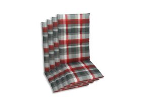 GO-DE Textil, Sesselauflage Mittellehner, 4er Set, Farbe: rot, Maße: 108 cm x 48 cm x 5 cm, Rueckenhoehe: 60 cm