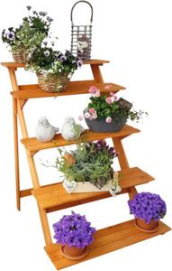 Blumentreppe aus Holz 78 x 55 x 62 cm honigfarben