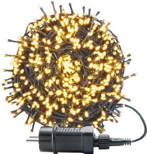 YARDIN LED rozprávkové svetlá vonkajšie vnútorné vodotesné IP44 vianočné svetlá s 8 režimami osvetlenia - pre vnútorné vonkajšie záhradné party Deco (100M 1000 LED teplá biela)