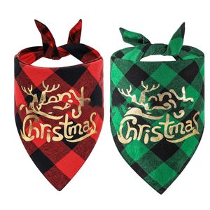 Christmas Pets Schal Classic Buffalo Plaid Triangle Lätzchen Verstellbares Halstuch-Set Haustierzubehör