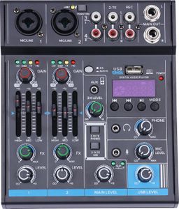 4-Kanal Mixer Audiomixer Digital USB Bluetooth MP3 Computereingang (schwarz) für DJ Party