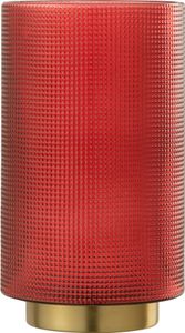 J-Line Windlicht Kariert Glas Rot/Gold Large