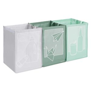 Navaris 3er Set Recycling Taschen für Glas Plastik und Papier - 3fach Mülleimer Müllsortierer - Mülltrennsystem Behälter für Mülltrennung