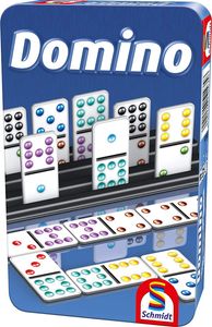 Schmidt Spiele Domino Přineste mi hru v kovové plechovce barevné