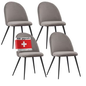 Albatros Esszimmerstühle mit Samt-Bezug 4er Set CAPO, Grau - Stilvolles Vintage Design, Eleganter Polsterstuhl am Esstisch - Küchenstuhl oder Stuhl Esszimmer mit hoher Belastbarkeit