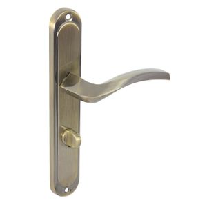 DOMINO Türgriff 78 Drückergarnitur WC - Badezimmer Set | Links & Rechts Türbeschlag für WC/Badezimmertüren | L-Form | Aluminium | Bronze | ENIGMA M3 |