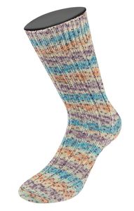 Lana Grossa MEILENWEIT 100 g AKTION! zeitlose 4-fach Sockenwolle 420 m, Farbe:2953 - Violett/Rohweiß/Türkis/Apricot
