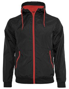 Build Your Brand Pánska vetrovka Windrunner Jacket BY016 Multicoloured Black/Red 3XL