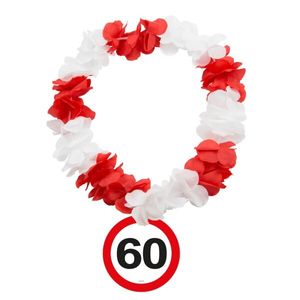 Hawaii-Kette 60 Jahre Polyester rot/weiss