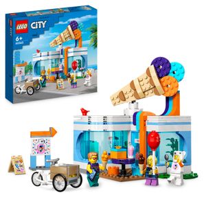 LEGO 60363 City Eisdiele, Spielzeug-Laden für Kinder ab 6 Jahren, Set mit 3 Minifiguren mit lustigem Zubehör und einem Lastenrad, Geschenk zum Geburtstag für Jungen und Mädchen