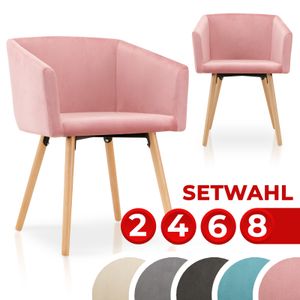 Esszimmerstühle - Set Wahl – gepolstert, Samt, Beine aus Buchenholz, Küchenstühle, Polsterstühle Wohnzimmerstühle Sessel Set: 8 Stühle Farbe: Rosa