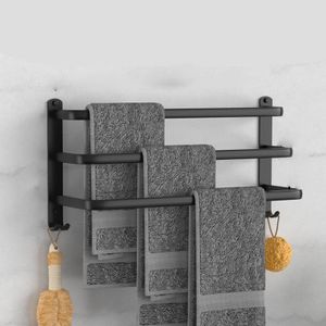 Kúpeľňový držiak na uteráky z hliníka, čierny matný držiak na uteráky, 50 cm