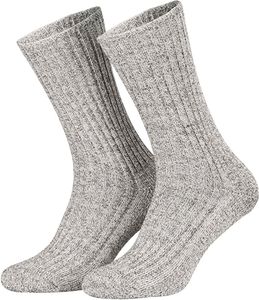 Tobeni 5 Paar Herrensocken Norwegersocken Arbeitssocken Winter Socken Wolle mit Frotteesohle, Farbe:Grau, Grösse:43-46