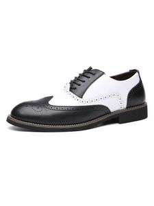 Herren Business Lederschuhe Pointy Toe Schuhe Großbritannien Modetrends Oxford Schuhe Schwarz-Weiss,Größe:EU 43