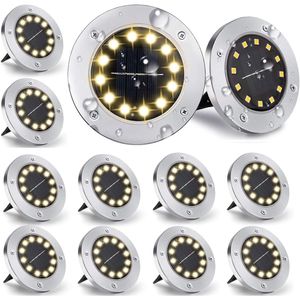 12 x 12LEDs Solarleuchten Garten Solarlampe Solar Bodenleuchte Aussen Solar Gartenleuchten IP65 Warmweiß