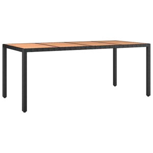 vidaXL Záhradný stôl s drevenou doskou Black Poly Rattan & Acacia Wood